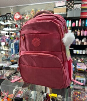 MOCHILA ROSA SACRAY COM POMPOM