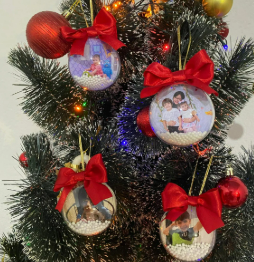 BOLINHA DE NATAL COM 1 FOTO FRENTE E VERSO