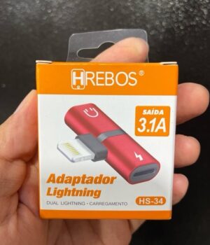 ADAPTADOR LIGHTNING IPHONE 2 CONEXÕES HREBOS