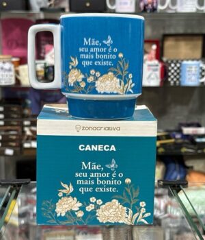 CANECA DE PORCELANA BRANCA | MÃE, SEU AMOR É O MAIS BONITO QUE EXISTE | 400ML