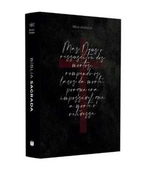 BÍBLIA MINI ARC PRETA CRUZ A MORTE NÃO PODE VENCER CAPA BROCHURA LETRA NORMAL