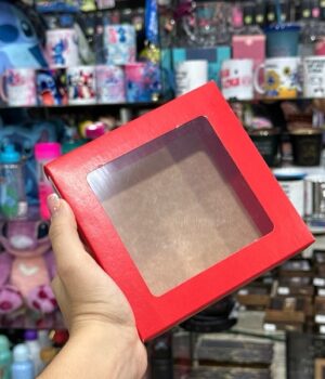 REF: 21056 CAIXA DUPLEX PP COM VISOR VERMELHA 14x14x4CM