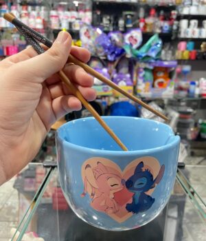 TIGELA BOWL DE PORCELANA STITCH COM HASHI