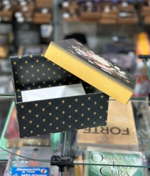 REF:21002 CAIXA QUADRADA FLORAL PRETA P 18x18x8,5CM