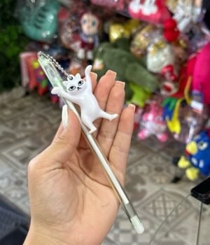 CANETA COM PINGENTE DE GATO BRANCO