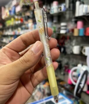 CANETA CLICK FLORAL AMARELO