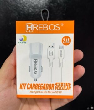 CARREGADOR VEICULAR V8 2.4A HS-80 V