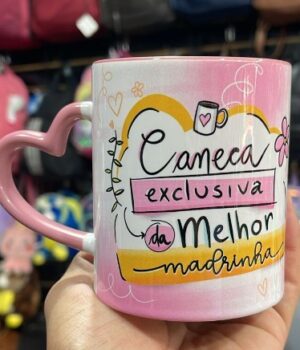 CANECA ALÇA CORAÇÃO EXCLUSIVA DA MELHOR MADRINHA