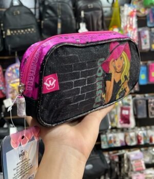ESTOJO FASHION 1 ZÍPER COM DETALHE ROSA