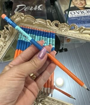 LÁPIS PRETO COM BORRACHA | AZUL COM LARANJA