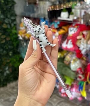 CANETA COM PINGENTE DE GATO CINZA