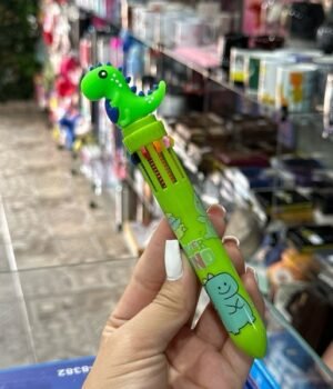 CANETA DE DINOSSAURO COM 10 CORES DE TINTA